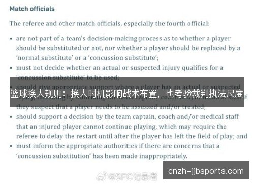 篮球换人规则：换人时机影响战术布置，也考验裁判执法尺度
